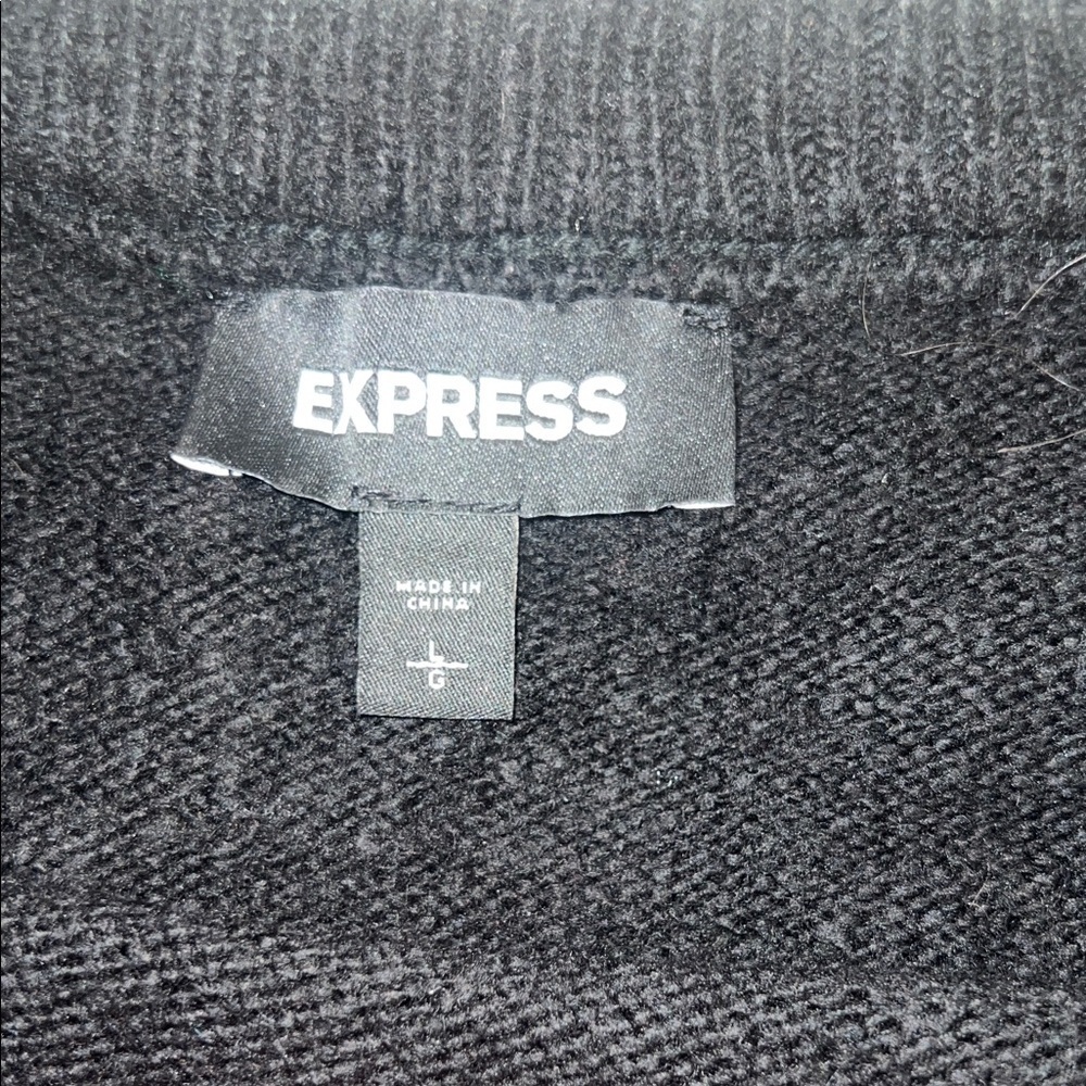 Express Black Rhinestone Fringe Western Glam Sweater Size Large - Picture 3 of 3